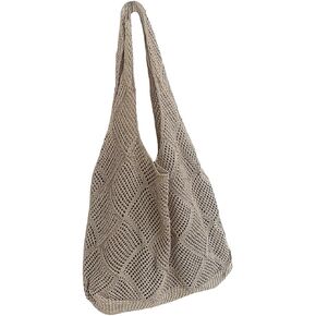 WDIRARA Women's Shoulder Handbags Knit Tote Bag Summer Beach Handbag