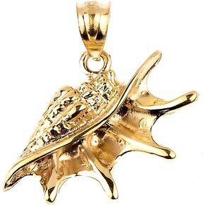 Fine 14k Yellow Gold Sea Shell Charm Pendant