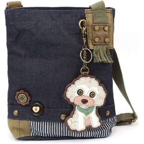 Chala Patch Cross-Body Women Handbag, Blue Denim Canvas Messenger Bag