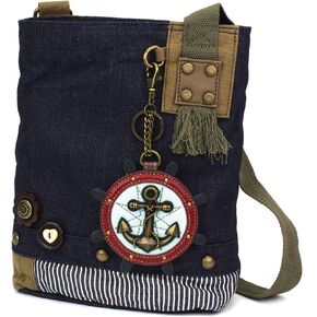 Chala Patch Cross-Body Women Handbag, Blue Denim Canvas Messenger Bag