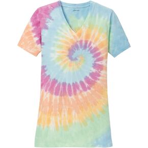 Joe's USA Koloa Ladies Colorful Tie-Dye V-Neck Tees in 10 Colors Sizes: XS-4XL
