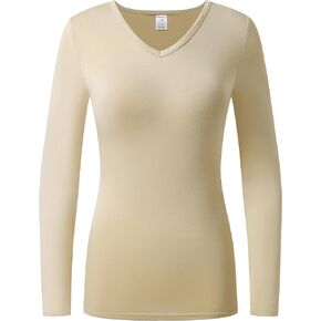 OThread & Co. Women's Long Sleeve T-Shirt Comfy V-Neck Shirts Basic Stretch Layer