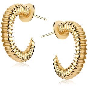 Mevecco أقراط حلقية ذهبية 18 قيراط مطلية بالذهب حلقة مكتنزة أنيقة سبايك حبة مسطحة هدب شرابة القرن سميكة لا نهاية الأذن الأطواق المفتوحة القرط الحد الأدنى دائرة C أقراط هوب للنساء الأقراط خفيفة الوزن in Kuwait
