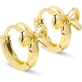 Bow Hoop Earrings, Bow Earrings Minimalist Elegant Ribbon Bowknot Earrings Small Huggie Hoops Earrings Fashion Statement Jewelry Gift for Women Girls