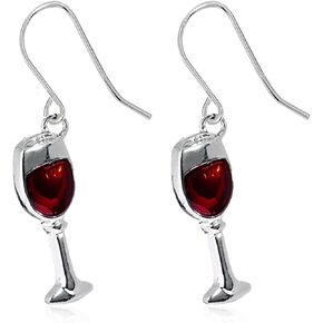Red Wine Glass Alloy Dangle Earrings Dainty Unique Handmade Metal Earrings for Women Girls Jewelry