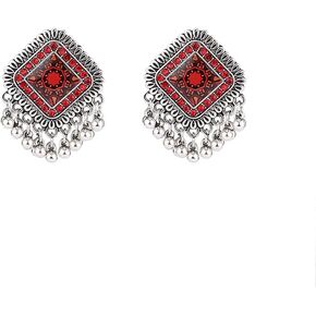 Boho Jhumka Jhumki Beaded Tassel Stud Earrings for Women Girls Cubic Zirconia Dangling Ball Drop Fashion Traditional Earring Gypsy Bollywood Ethnic Indian Bohemian Jewelry Gift
