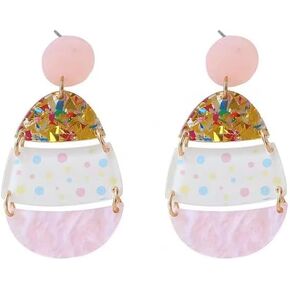 أقراط تشانغ تألق عيد الفصح لطيف ملون بريق البيض حبة عيد الفصح السعيد الاكريليك الأقراط التألق للنساء الفتيات هدايا مجوهرات الأزياء in Kuwait