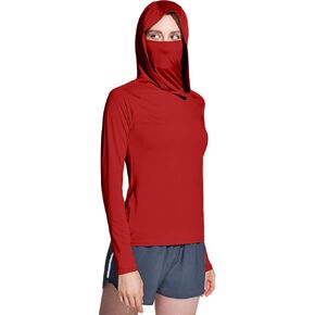 قمصان TSLA النسائية ذات القلنسوة للحماية من أشعة الشمس بعامل حماية من أشعة الشمس 50+ مع قناع للوجه، قميص خفيف الوزن وجاف وأكمام طويلة للشمس في الهواء الطلق in Kuwait