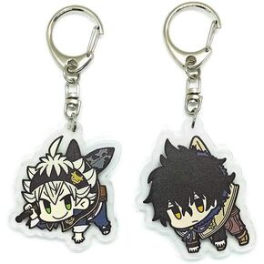 EBTY DREAMS Inc. - Set of 2 Black Clover Acrylic Keychain Yuno, Asta, Multicolored, Pendant Height: 2 inches