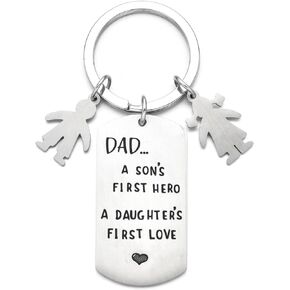 chorfla Fathers Day Gift Keychain From Daughter Son Kids Wife Daddy Birthday Gifts Stainless Steel Engraved Keychain