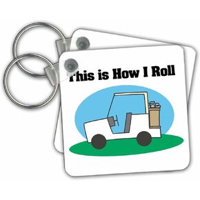 3dRose This Is How I Roll Golf Cart Golfing Design - Key Chains, 2.25 x 4.5 inches, set of 2 (kc_102572_1)