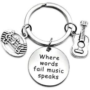 Kit's Kiss Guitar Keychain Electric Guitar Keychain Music Keychain Music Note Musical Instrument Keyring Music Teacher Gift Music Lover