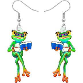 RAIDIN Acrylic Cute Creative Anime Frog Earrings for Women Girls Hypoallergenic Animal Dangle Hook Earrings Jewelry for Gifts Charms