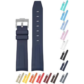 20mm Curved End Rubber Band For Omega Speedmaster, Replacement Watch Bands With Buckle For Omega X Swatch MoonSwatch and SpeedMaster - Multiple Colors