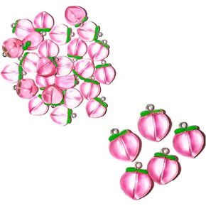 30PCS Resin Simulation Vegetable Fruit pendant DIY creative food red pepper peach strawberry three-dimensional transparent necklace earrings key chain accessor