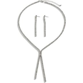 FUTIMELY Elegant Bridal Crystal Necklace Dangle Earrings Jewelry Sets Rhinestone Crystal Statement Wedding Set Bridesmaid Prom Costume for Women Girls