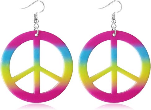 choice of all 4 Pieces Peace Sign Necklace Sunflower Headband Adjustable Hippie Necklaces Hippie Pendant Earring Jewelry in Saudi Arabia