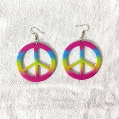 choice of all 4 Pieces Peace Sign Necklace Sunflower Headband Adjustable Hippie Necklaces Hippie Pendant Earring Jewelry in Saudi Arabia