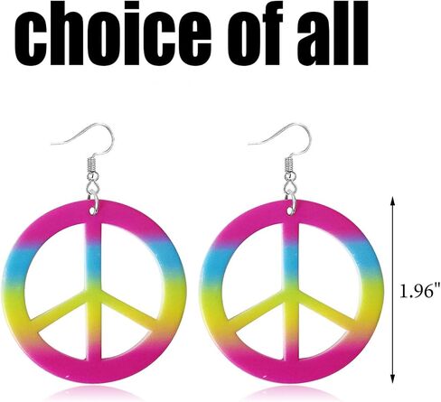 choice of all 4 Pieces Peace Sign Necklace Sunflower Headband Adjustable Hippie Necklaces Hippie Pendant Earring Jewelry in Saudi Arabia
