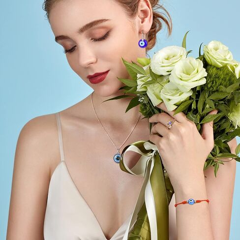 JeryWe 15 جهاز كمبيوتر شخصى قلادة العين الشريرة للنساء الرجال مجوهرات العين الشريرة التركية أساور العين الشريرة مطرز سحر قابل للتعديل سلسلة حماية العين الشريرة سوار مجموعة مجوهرات in Kuwait