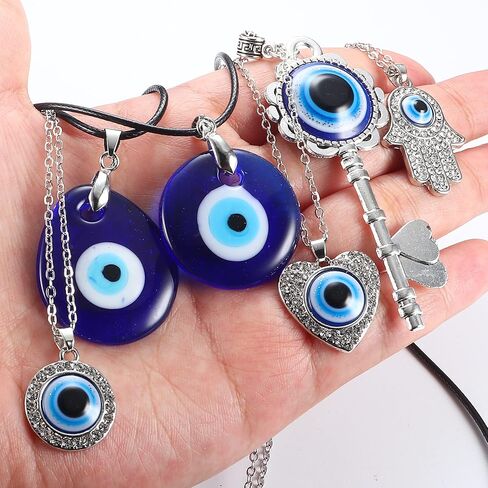 JeryWe 15 جهاز كمبيوتر شخصى قلادة العين الشريرة للنساء الرجال مجوهرات العين الشريرة التركية أساور العين الشريرة مطرز سحر قابل للتعديل سلسلة حماية العين الشريرة سوار مجموعة مجوهرات in Kuwait