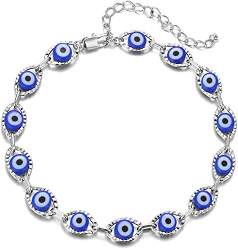 Jukoclut Dainty Turkish Blue Evil Eye Protection Link Chain Bracelet Lucky Jewelry in Saudi Arabia