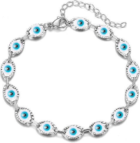 Jukoclut Dainty Turkish Blue Evil Eye Protection Link Chain Bracelet Lucky Jewelry in Saudi Arabia