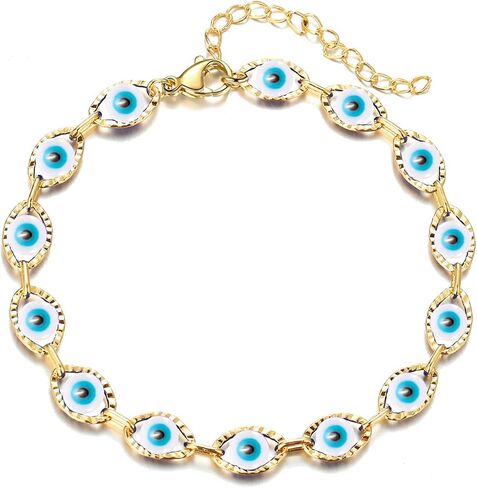 Jukoclut Dainty Turkish Blue Evil Eye Protection Link Chain Bracelet Lucky Jewelry in Saudi Arabia
