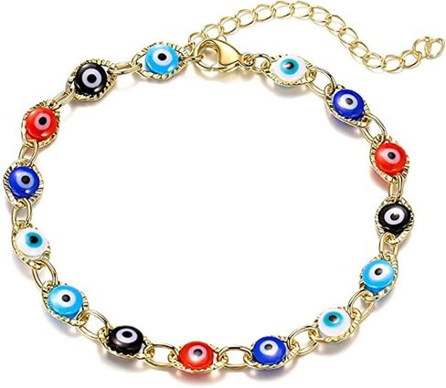 Jukoclut Dainty Turkish Blue Evil Eye Protection Link Chain Bracelet Lucky Jewelry in Saudi Arabia