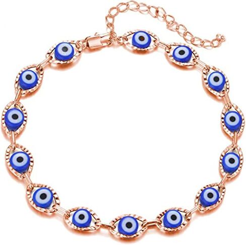 Jukoclut Dainty Turkish Blue Evil Eye Protection Link Chain Bracelet Lucky Jewelry in Saudi Arabia