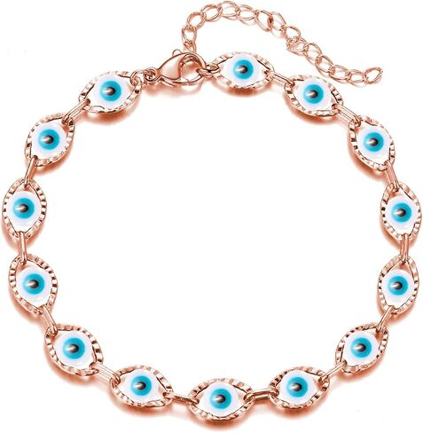 Jukoclut Dainty Turkish Blue Evil Eye Protection Link Chain Bracelet Lucky Jewelry in Saudi Arabia