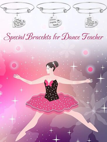 Zhanmai 3 Pieces Dance Teacher Jewelry Bracelet Bangle Gift Expandable Engraved Steel Bangle Bracelet for Women Dance Teacher in Saudi Arabia