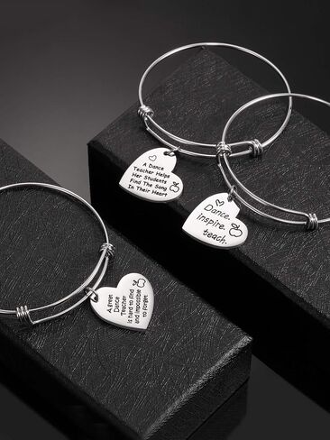 Zhanmai 3 Pieces Dance Teacher Jewelry Bracelet Bangle Gift Expandable Engraved Steel Bangle Bracelet for Women Dance Teacher in Saudi Arabia