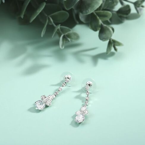 Yean Bride الفضة قلادة أقراط الزفاف مجموعة مجوهرات الزفاف الكريستال مجموعة حجر الراين قلادة للنساء والفتيات (مجموعة من 3) (مجموعة من 6), Free size in Kuwait