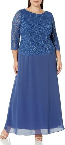 Alex Evenings Women's Plus-Size Long Dress with Scalloped Trim in Saudi Arabia