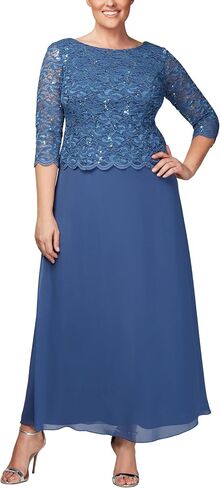 Alex Evenings Women's Plus-Size Long Dress with Scalloped Trim in Saudi Arabia