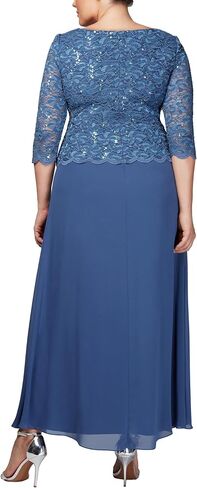 Alex Evenings Women's Plus-Size Long Dress with Scalloped Trim in Saudi Arabia