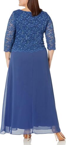 Alex Evenings Women's Plus-Size Long Dress with Scalloped Trim in Saudi Arabia