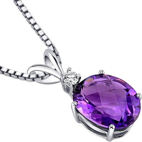 قلادة بيضاوية الشكل من الذهب الابيض عيار 14 قيراط 2.00 قيراط من الجمشت, معدن, جمشت in Kuwait