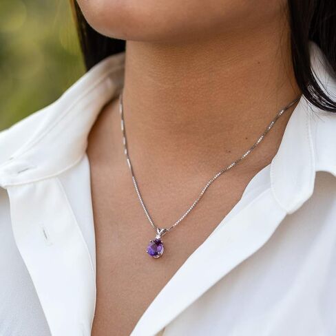 قلادة بيضاوية الشكل من الذهب الابيض عيار 14 قيراط 2.00 قيراط من الجمشت, معدن, جمشت in Kuwait