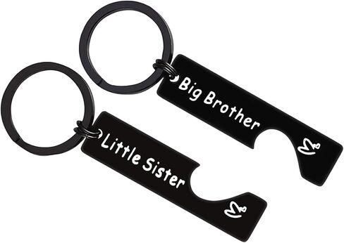 2PC لسلسلة المفاتيح هدية الأخ الأخت من الأخت أو الأخ هدية مجوهرات الأسرة هدية الأخوة للأخت الصغيرة الأخ الأكبر مطابقة سلسلة المفاتيح لهدايا الأخ الأكبر لهدايا الأخت الصغيرة هدية عيد ميلاد in Kuwait
