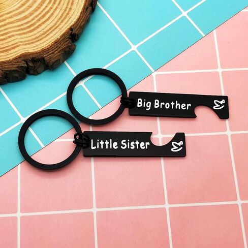2PC لسلسلة المفاتيح هدية الأخ الأخت من الأخت أو الأخ هدية مجوهرات الأسرة هدية الأخوة للأخت الصغيرة الأخ الأكبر مطابقة سلسلة المفاتيح لهدايا الأخ الأكبر لهدايا الأخت الصغيرة هدية عيد ميلاد in Kuwait