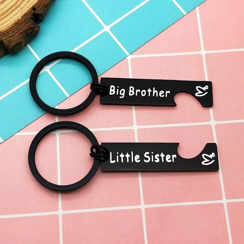 2PC لسلسلة المفاتيح هدية الأخ الأخت من الأخت أو الأخ هدية مجوهرات الأسرة هدية الأخوة للأخت الصغيرة الأخ الأكبر مطابقة سلسلة المفاتيح لهدايا الأخ الأكبر لهدايا الأخت الصغيرة هدية عيد ميلاد in Kuwait