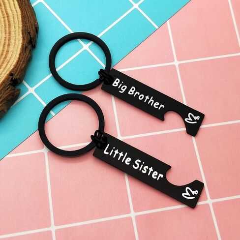 2PC لسلسلة المفاتيح هدية الأخ الأخت من الأخت أو الأخ هدية مجوهرات الأسرة هدية الأخوة للأخت الصغيرة الأخ الأكبر مطابقة سلسلة المفاتيح لهدايا الأخ الأكبر لهدايا الأخت الصغيرة هدية عيد ميلاد in Kuwait