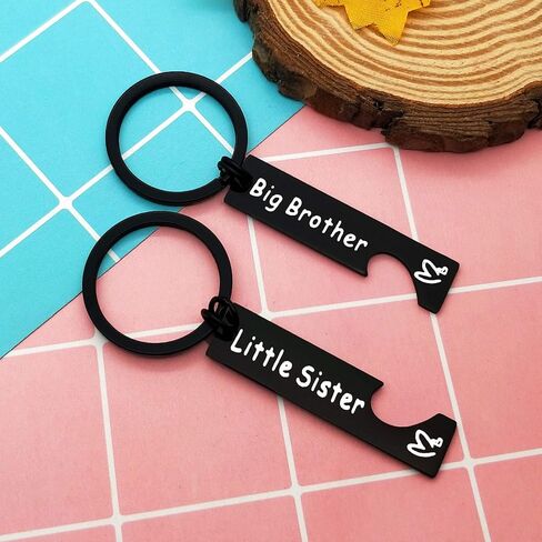 2PC لسلسلة المفاتيح هدية الأخ الأخت من الأخت أو الأخ هدية مجوهرات الأسرة هدية الأخوة للأخت الصغيرة الأخ الأكبر مطابقة سلسلة المفاتيح لهدايا الأخ الأكبر لهدايا الأخت الصغيرة هدية عيد ميلاد in Kuwait