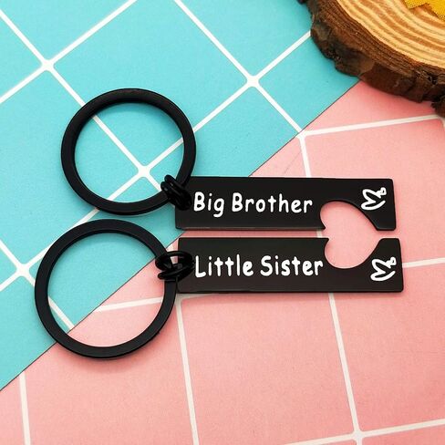 2PC لسلسلة المفاتيح هدية الأخ الأخت من الأخت أو الأخ هدية مجوهرات الأسرة هدية الأخوة للأخت الصغيرة الأخ الأكبر مطابقة سلسلة المفاتيح لهدايا الأخ الأكبر لهدايا الأخت الصغيرة هدية عيد ميلاد in Kuwait
