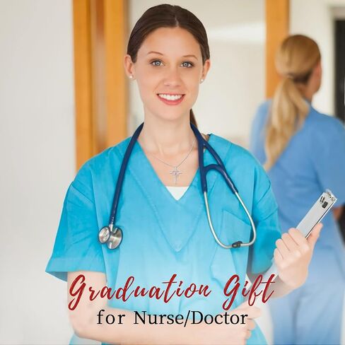JUSTKIDSTOY Nurse Necklace Sterling Silver Birthstone Necklace Cross Pendant Necklace Stethoscope Heartbeat Jewelry Graduation Gifts for Doctor Nurse Medical Students in Saudi Arabia