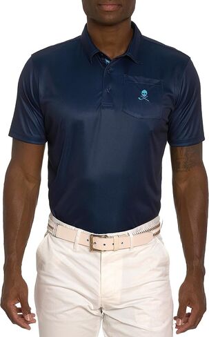 Robert Graham Men Blade Iron Short Sleeve Knit Polo, Navy, Small in Saudi Arabia