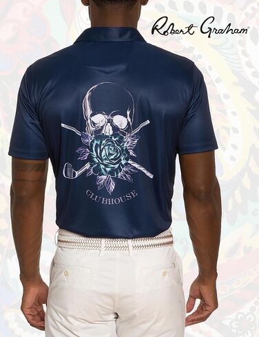 Robert Graham Men Blade Iron Short Sleeve Knit Polo, Navy, Small in Saudi Arabia