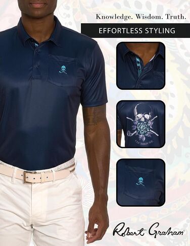 Robert Graham Men Blade Iron Short Sleeve Knit Polo, Navy, Small in Saudi Arabia